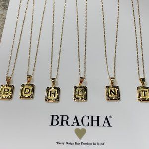 Bracha Gold Filled Initial Necklace Pendant Card D N